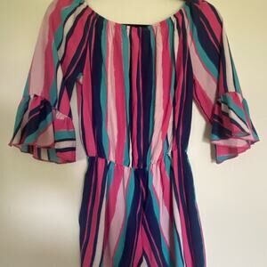 Pink Lily Striped Romper